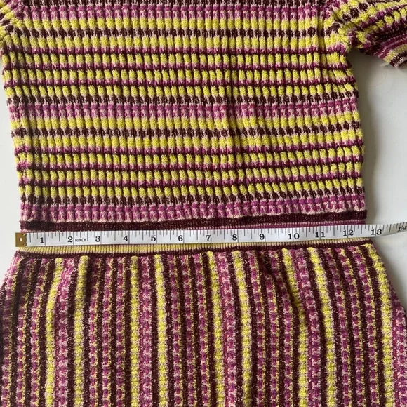 NEW FREE PEOPLE Into You  Shimmer Mini SweaterDress Pink Metallic Retro Stripe - Picture 11 of 16